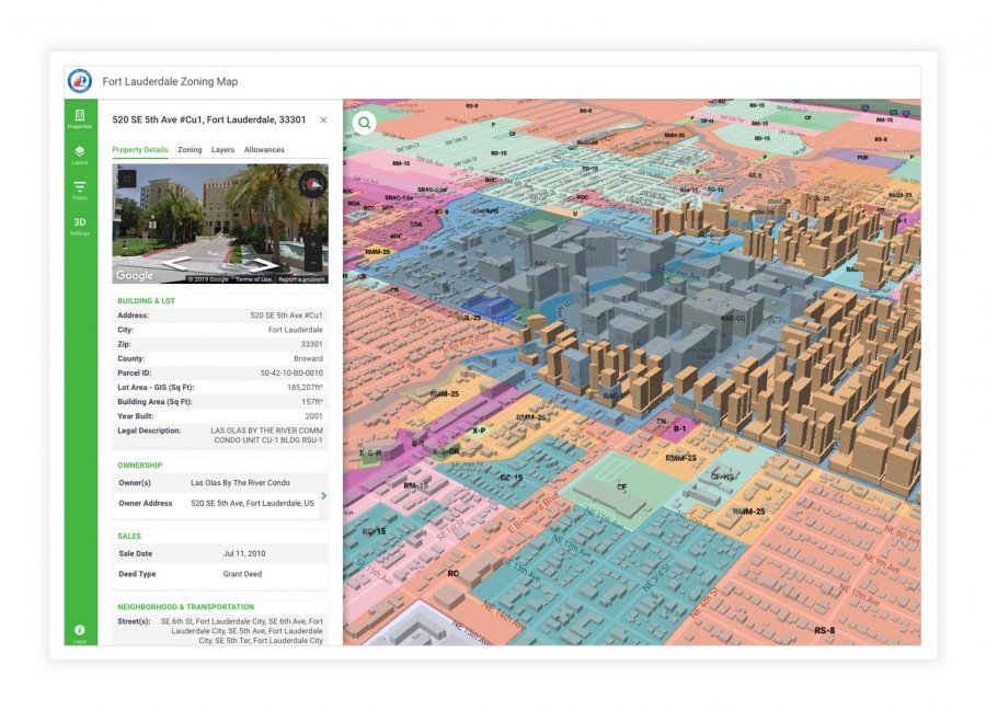 Gridics Fort Lauderdale 3D zoning map